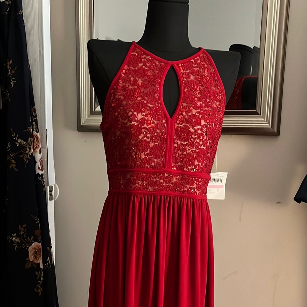 Night Way Collections Red Strapless Gown for Weddings